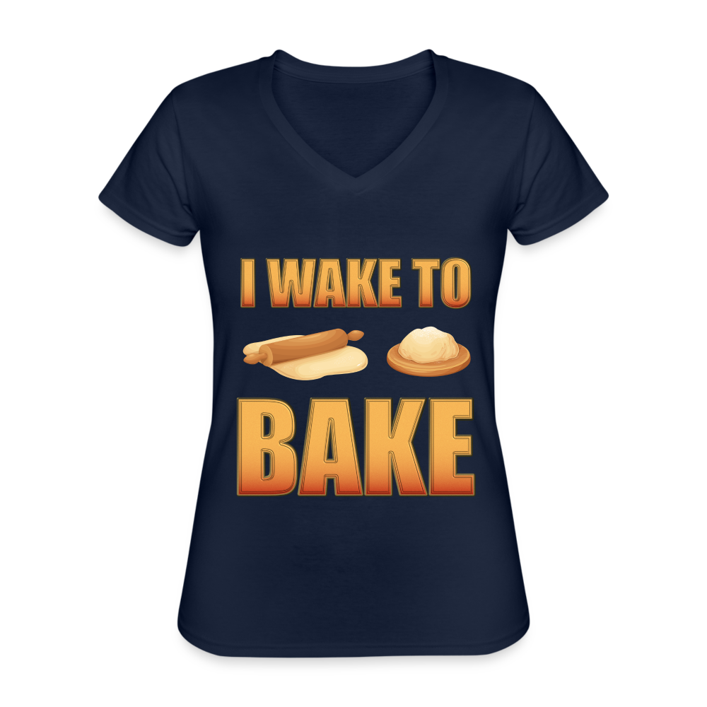 I Wake To Bake, Baking Baking Shirt, Baking Gifts, Funny Baker Shirt, Cookie Shirt, Baking Lover, Baker Baking T-Shirt - navy