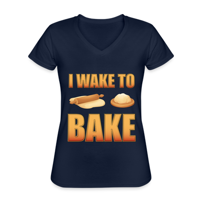 I Wake To Bake, Baking Baking Shirt, Baking Gifts, Funny Baker Shirt, Cookie Shirt, Baking Lover, Baker Baking T-Shirt - navy