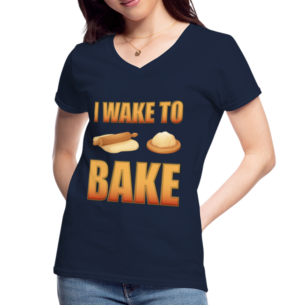I Wake To Bake, Baking Baking Shirt, Baking Gifts, Funny Baker Shirt, Cookie Shirt, Baking Lover, Baker Baking T-Shirt - navy