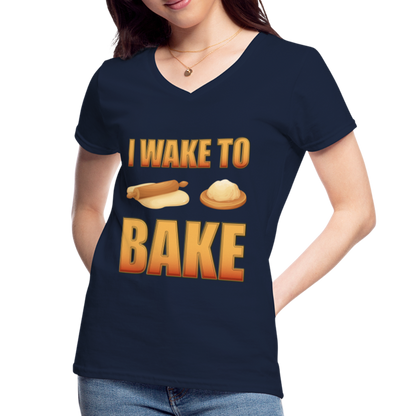 I Wake To Bake, Baking Baking Shirt, Baking Gifts, Funny Baker Shirt, Cookie Shirt, Baking Lover, Baker Baking T-Shirt - navy