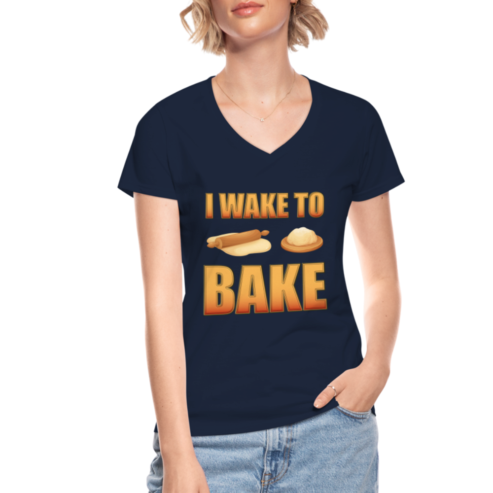 I Wake To Bake, Baking Baking Shirt, Baking Gifts, Funny Baker Shirt, Cookie Shirt, Baking Lover, Baker Baking T-Shirt - navy
