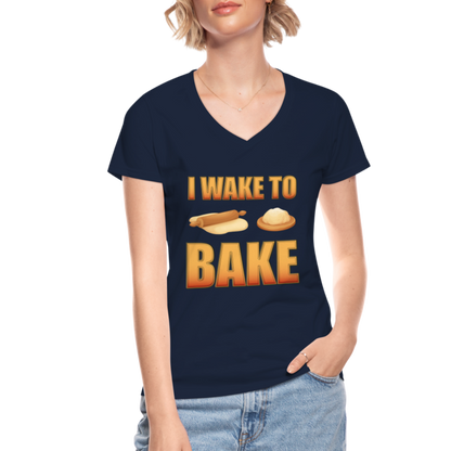 I Wake To Bake, Baking Baking Shirt, Baking Gifts, Funny Baker Shirt, Cookie Shirt, Baking Lover, Baker Baking T-Shirt - navy