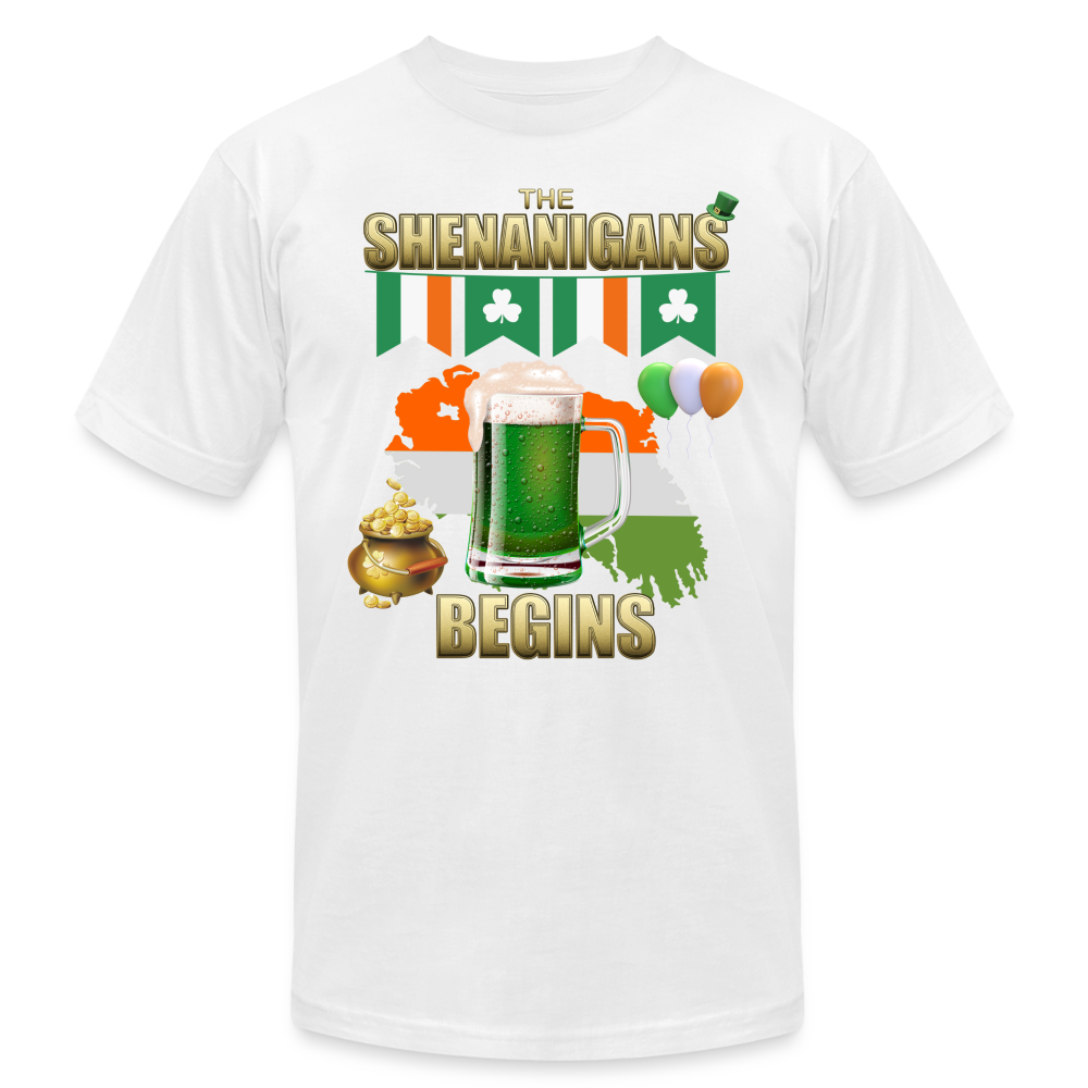 The Shenanigans Begins, St Patrick Day Shirt, Shamrock Shirt, Irish Shirt, Lucky Shirt, St Patricks Shirt, St Patricks Day Tee, St Patricks Day Gifts - white