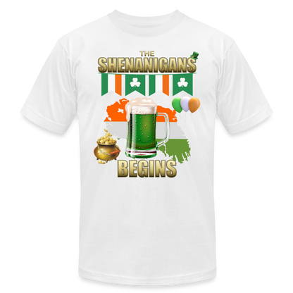 The Shenanigans Begins, St Patrick Day Shirt, Shamrock Shirt, Irish Shirt, Lucky Shirt, St Patricks Shirt, St Patricks Day Tee, St Patricks Day Gifts - white