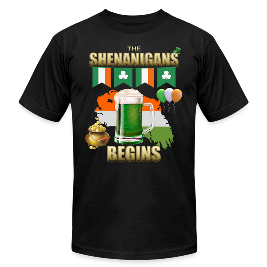 The Shenanigans Begins, St Patrick Day Shirt, Shamrock Shirt, Irish Shirt, Lucky Shirt, St Patricks Shirt, St Patricks Day Tee, St Patricks Day Gifts - black