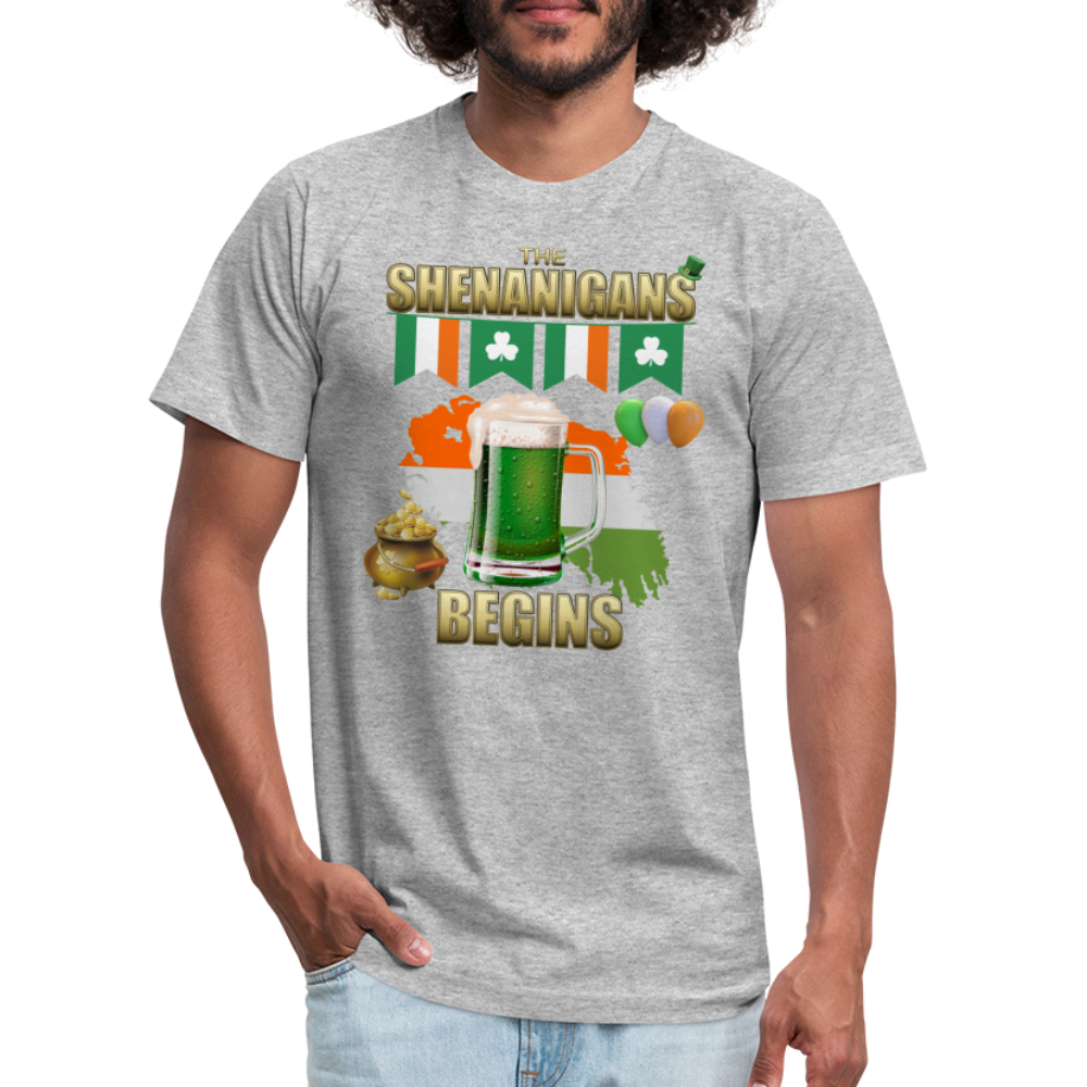 The Shenanigans Begins, St Patrick Day Shirt, Shamrock Shirt, Irish Shirt, Lucky Shirt, St Patricks Shirt, St Patricks Day Tee, St Patricks Day Gifts - heather gray