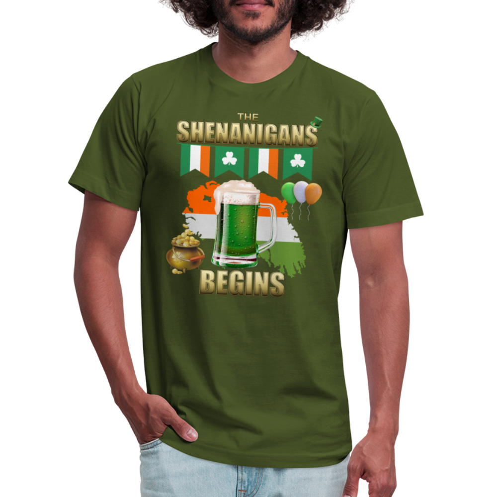 The Shenanigans Begins, St Patrick Day Shirt, Shamrock Shirt, Irish Shirt, Lucky Shirt, St Patricks Shirt, St Patricks Day Tee, St Patricks Day Gifts - olive