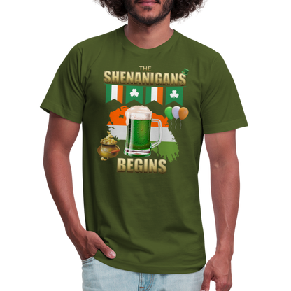 The Shenanigans Begins, St Patrick Day Shirt, Shamrock Shirt, Irish Shirt, Lucky Shirt, St Patricks Shirt, St Patricks Day Tee, St Patricks Day Gifts - olive