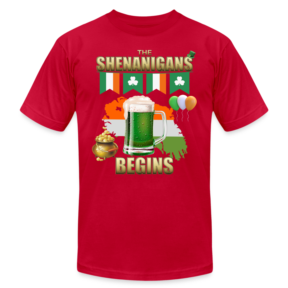 The Shenanigans Begins, St Patrick Day Shirt, Shamrock Shirt, Irish Shirt, Lucky Shirt, St Patricks Shirt, St Patricks Day Tee, St Patricks Day Gifts - red