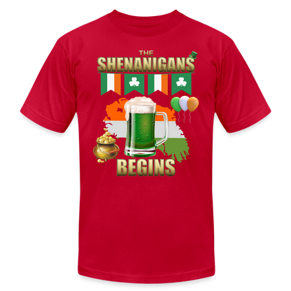 The Shenanigans Begins, St Patrick Day Shirt, Shamrock Shirt, Irish Shirt, Lucky Shirt, St Patricks Shirt, St Patricks Day Tee, St Patricks Day Gifts - red
