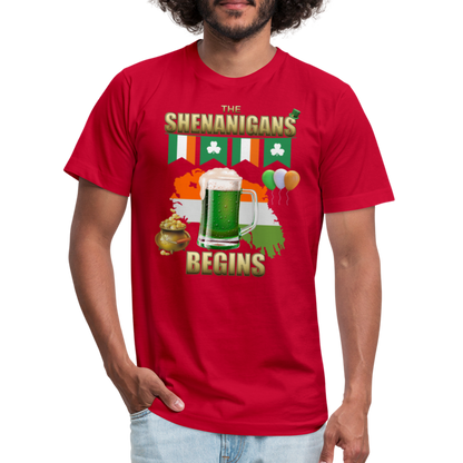 The Shenanigans Begins, St Patrick Day Shirt, Shamrock Shirt, Irish Shirt, Lucky Shirt, St Patricks Shirt, St Patricks Day Tee, St Patricks Day Gifts - red