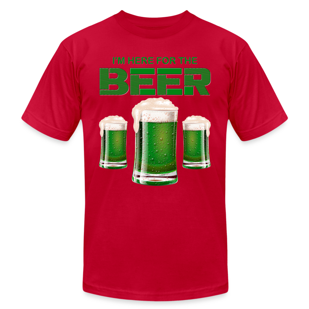 I'm Here For The Beer, Beer Drinking Shirt, Green Beer, St Patrick Day Shirt, Shamrock Shirt, Irish Shirt, Lucky Shirt, St Patricks Shirt, St Patricks Day Tee, St Patricks Day Gifts - red