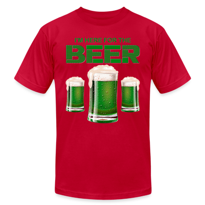 I'm Here For The Beer, Beer Drinking Shirt, Green Beer, St Patrick Day Shirt, Shamrock Shirt, Irish Shirt, Lucky Shirt, St Patricks Shirt, St Patricks Day Tee, St Patricks Day Gifts - red