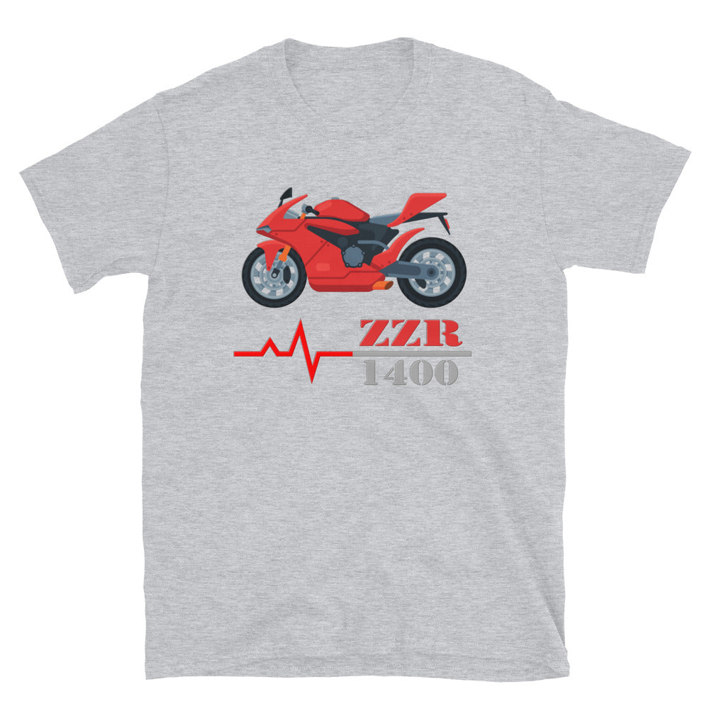 Motorcycle Heartbeat ZZR 1400 T-Shirt - Best Sports Bike Gift Idea For Him Her Boys Girls Tee